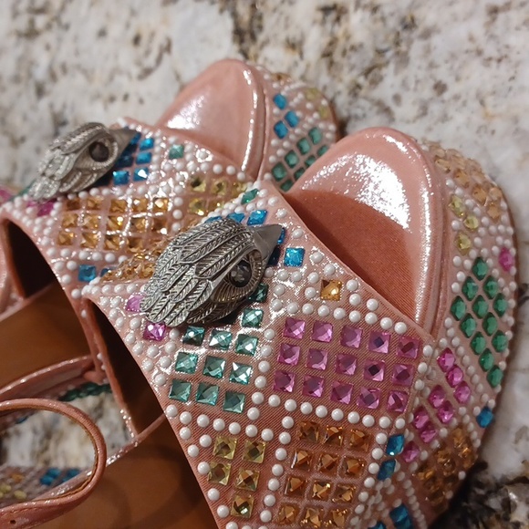 Kurt Geiger London Kensington Glitz Rainbow Rhinestone Platform Sandals NEW EU39 - Picture 4 of 10